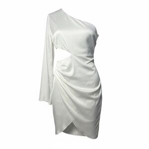 Luxxel One sleeve white mini dress size medium